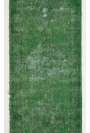 Overdyed Runner Rug 3' x 11' (90 x 335 cm) Handmade Vintage Turkish Rug, Green Overdyed Runner Rug