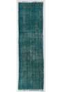 88 x 310 cm Turkuvaz Mavi Eskitilmiş Overdyed Eldokuması Yoluk, Turkuvaz Yolluk, Overdyed Yolluk