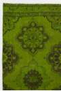98 x 382cm Yeşil Eskitilmiş Overdyed Eldokuması Yoluk, Yeşil Yolluk, Overdyed Yolluk