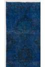 92 x 380 cm Mavi Eskitilmiş Overdyed Eldokuması Yoluk, Mavi Yolluk, Overdyed Yolluk