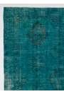 146 x 369 cm Turkuvaz Mavi Eskitilmiş Overdyed Eldokuması Yoluk, Turkuvaz Yolluk, Overdyed Yolluk