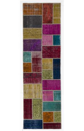3' x 10' Multi-Color Patchwork Runner Rug