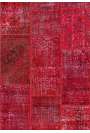 90x305 cm Kırmızı Renkli Patchwork Yolluk Halı